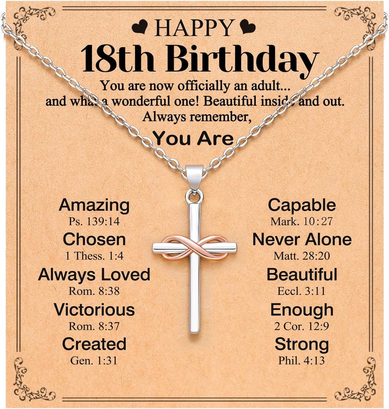 UPROMI Happy 10th/11th/12th/13th/14th/15th/16th/17th/18th/21st Birthday Gifts for Girls Her, Cross Necklace Birthday Gift Ideas - Image 1